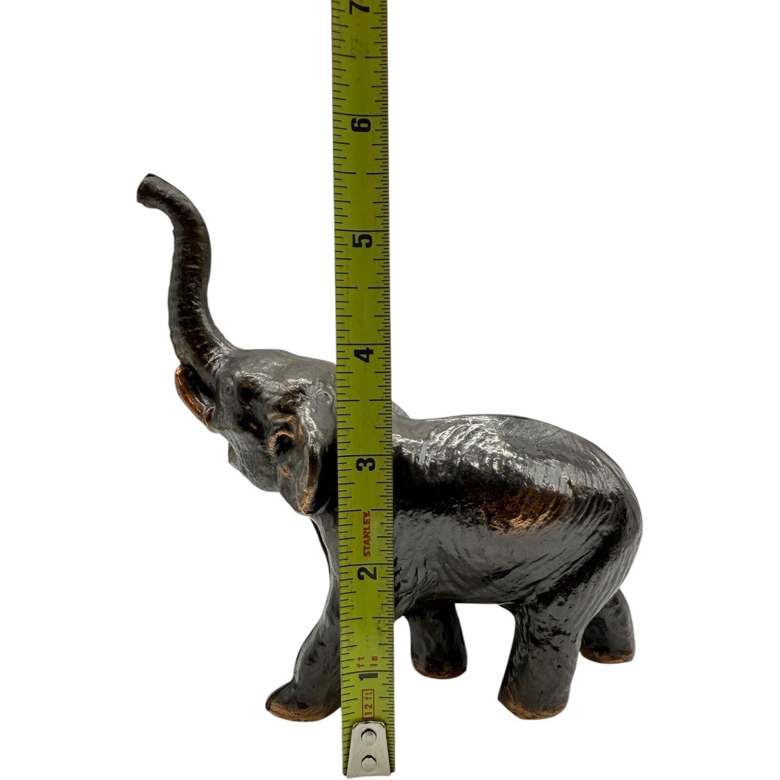 Cast Iron Elephant Figurine Statue Trunk Up Good Luck Decor Animal Sculpture