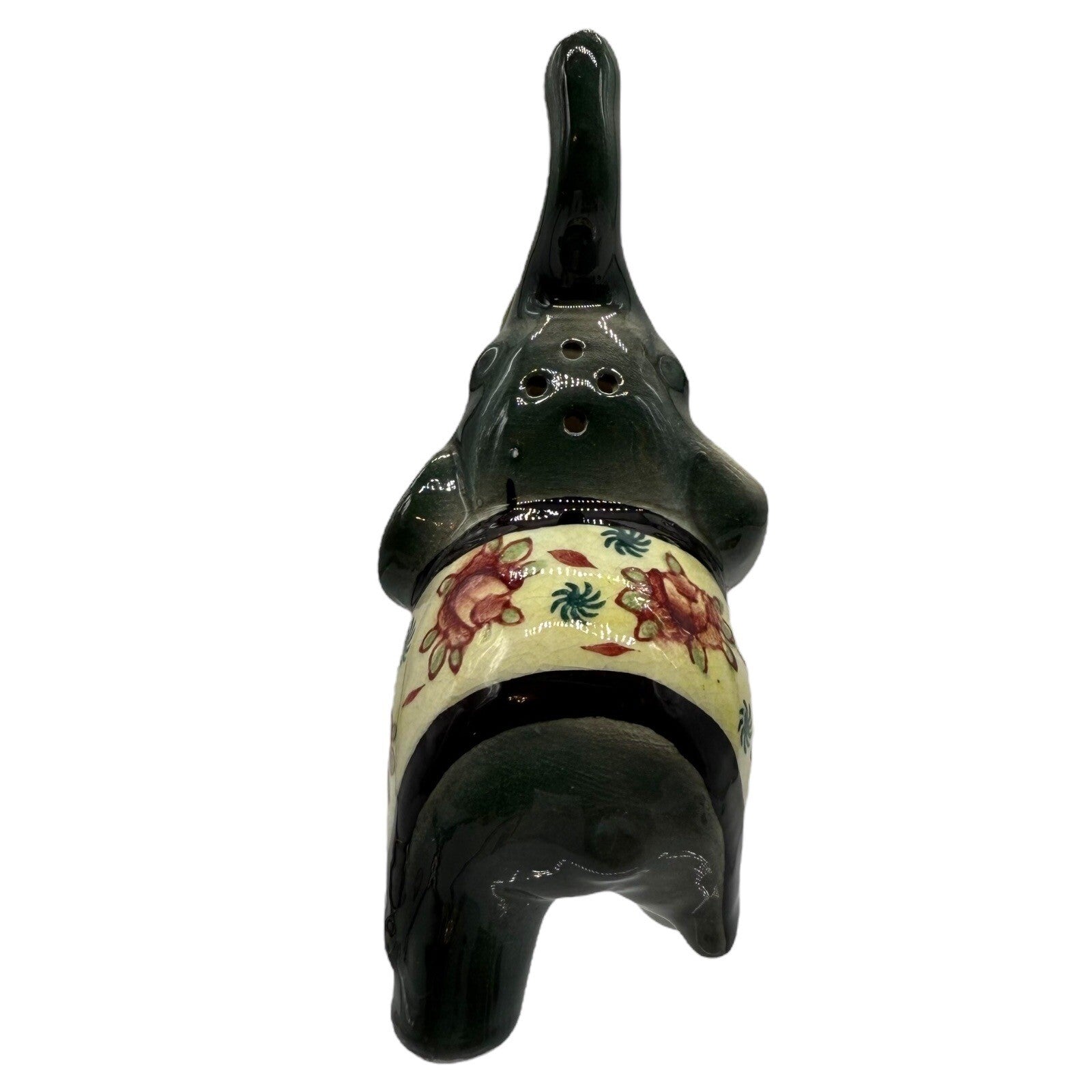 Vintage Elephant Salt Shaker Figurine Japan Circus Animal Floral Saddle