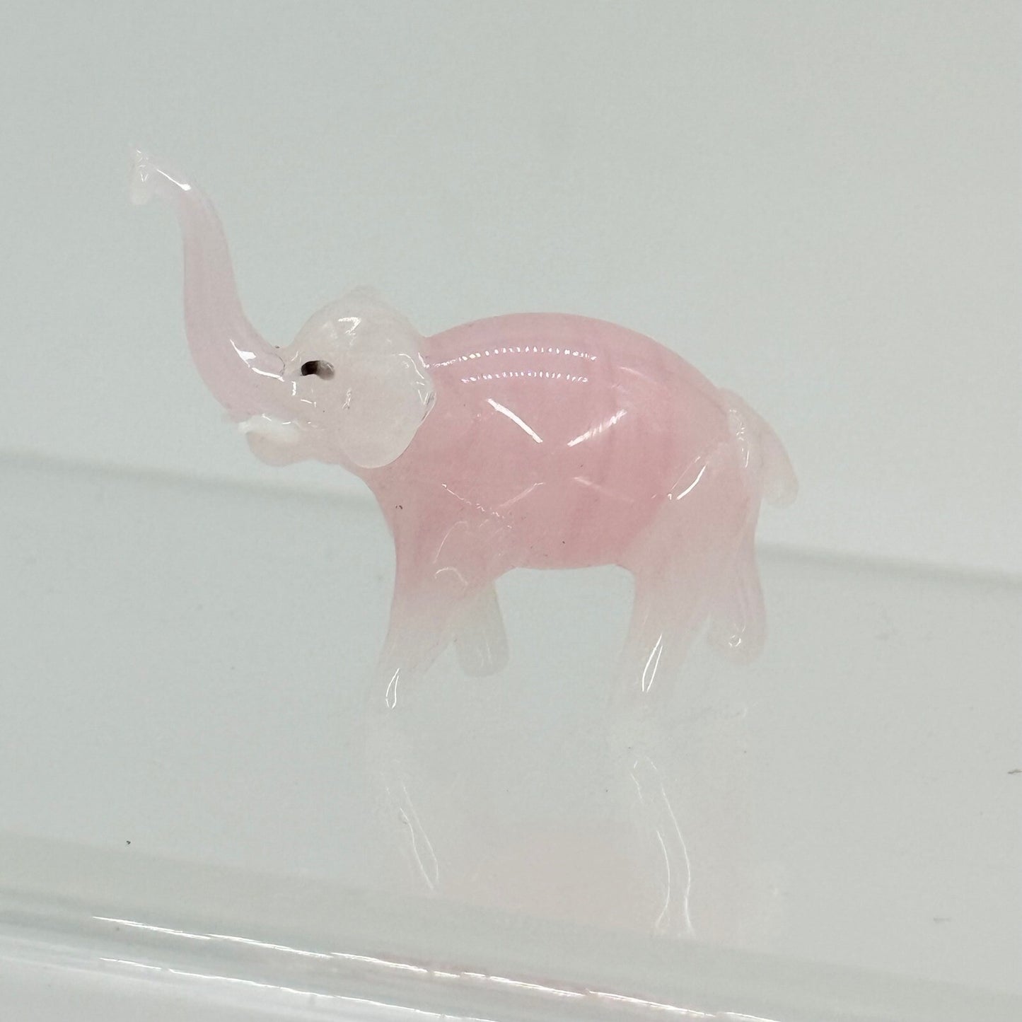 Pink Glass Elephant Figurine Hand Blown Art Glass Animal Collectible Decor