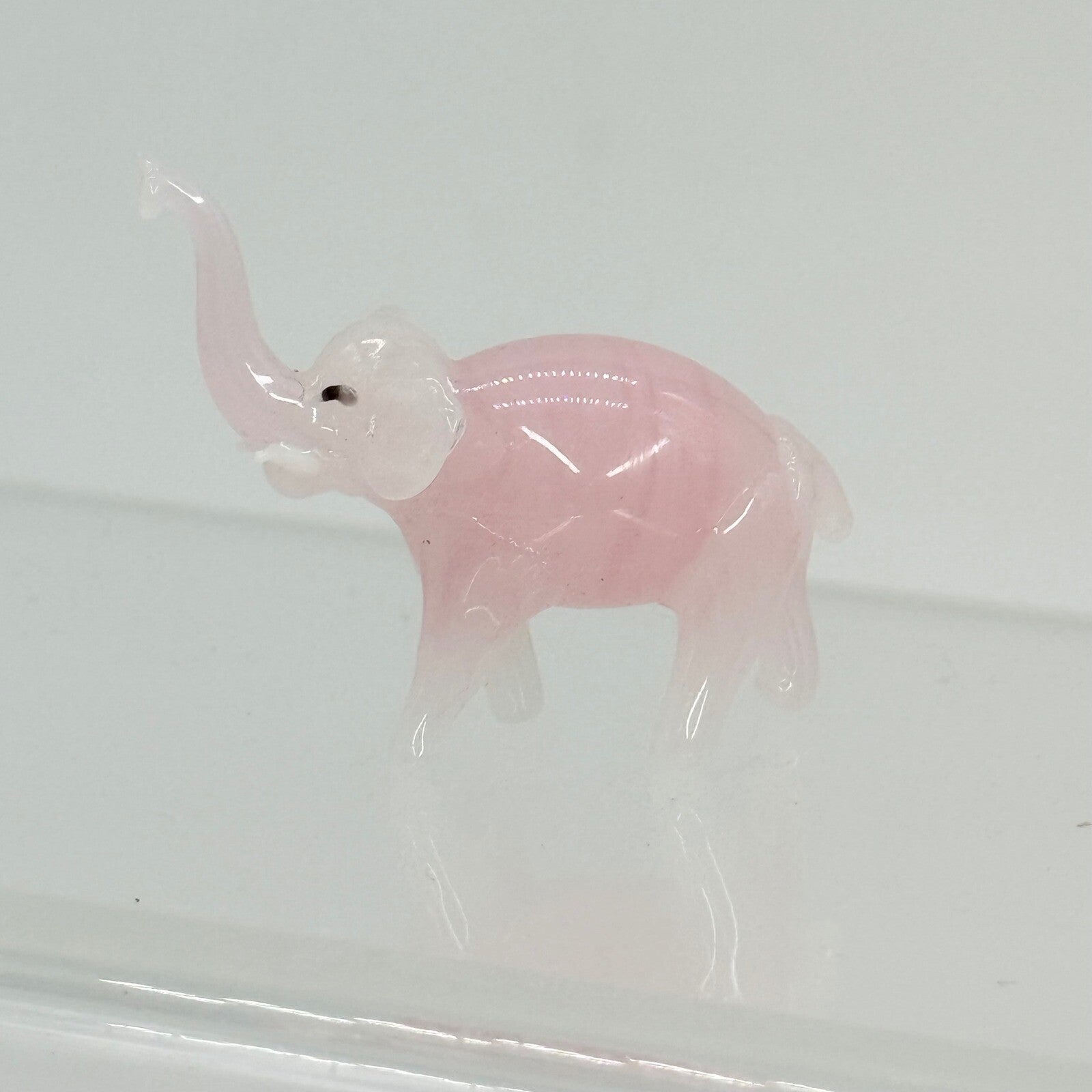 Pink Glass Elephant Figurine Hand Blown Art Glass Animal Collectible Decor