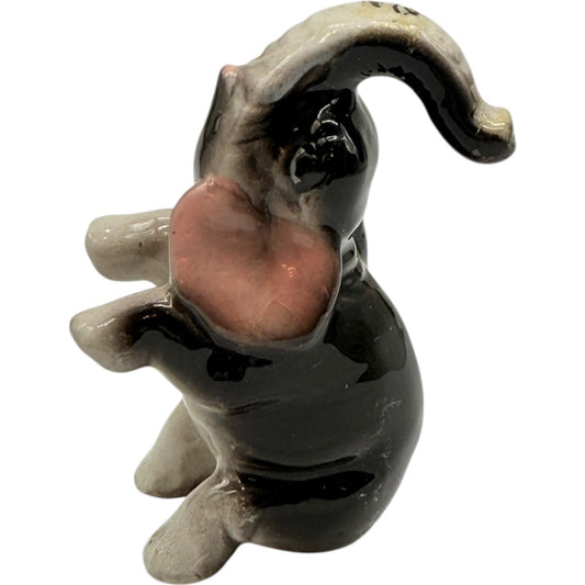 Vintage Ceramic Elephant Figurine Trunk Up Good Luck Decor Animal Statue