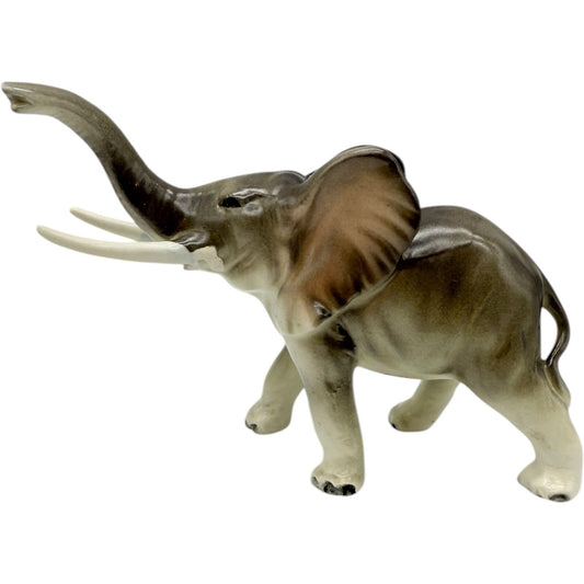 Vintage Ceramic Elephant Figurine Trunk Up Good Luck Home Decor Statue Japan