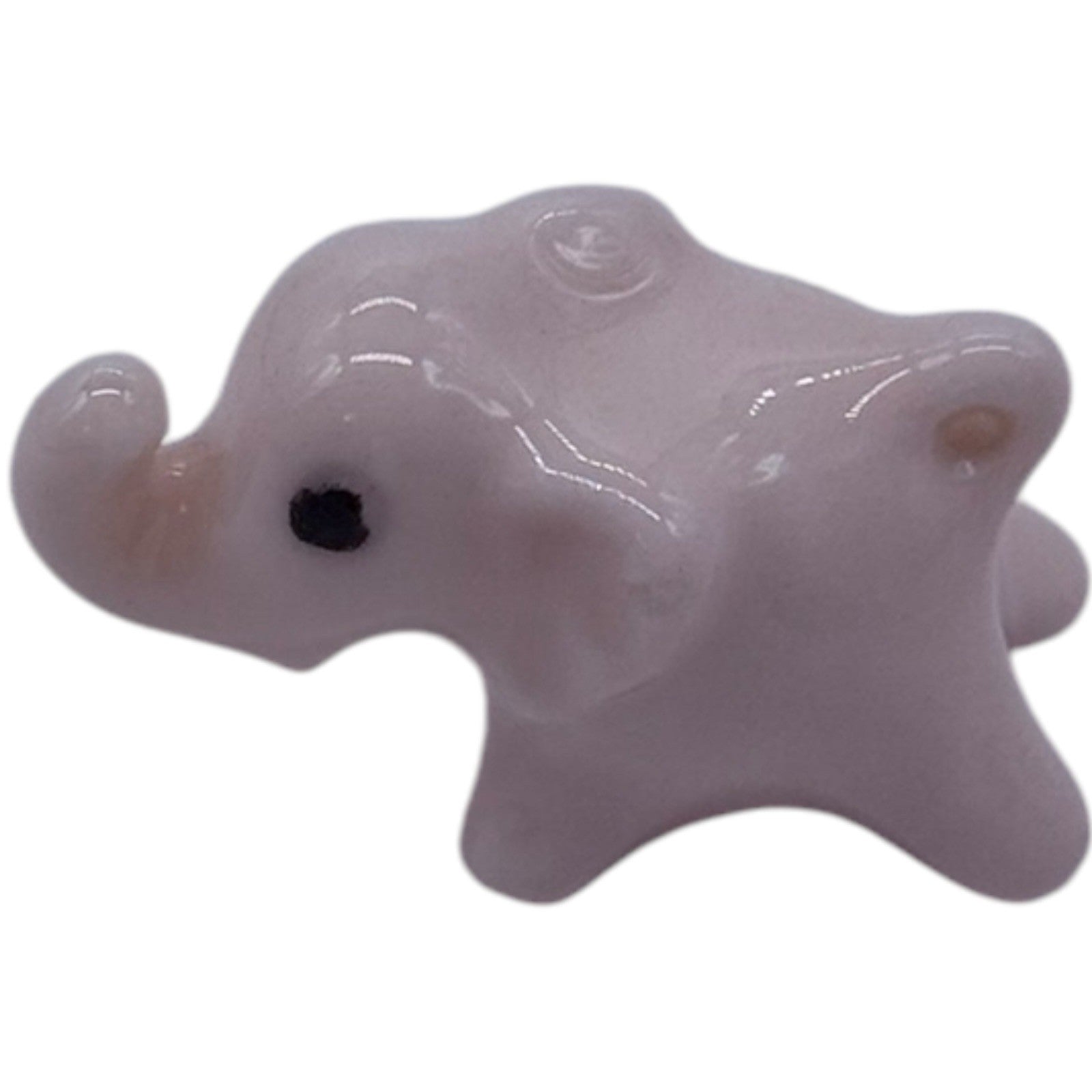 Vtg Miniature Pale Pink Ceramic Elephant Figurines - Family Set of 2 Germany
