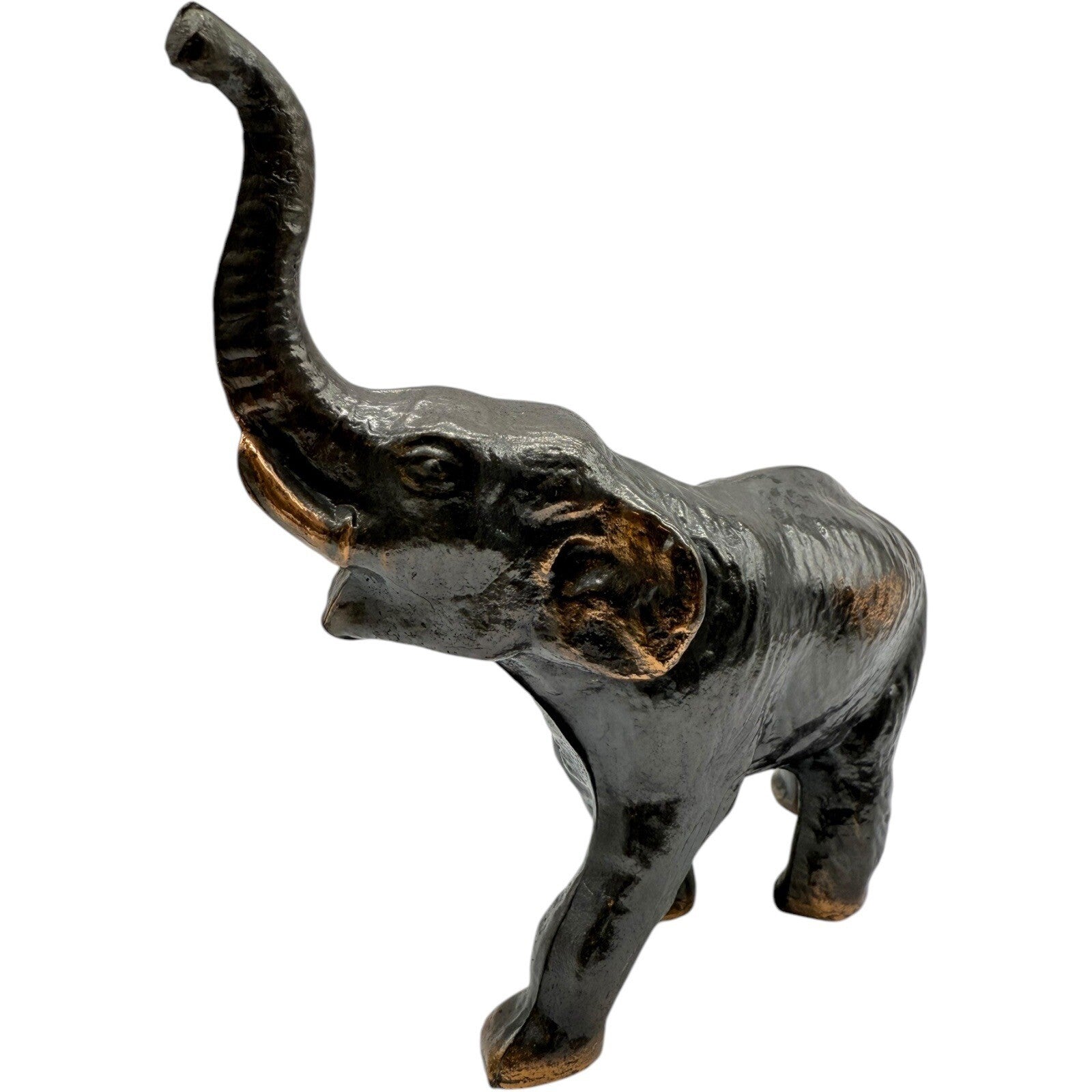 Cast Iron Elephant Figurine Statue Trunk Up Good Luck Decor Animal Sculpture