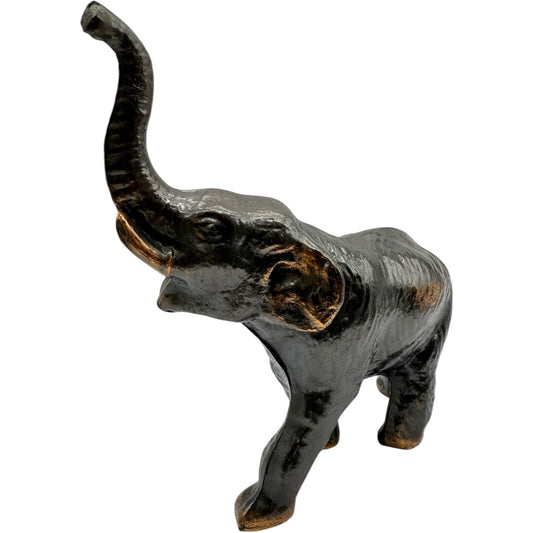 Cast Iron Elephant Figurine Statue Trunk Up Good Luck Decor Animal Sculpture