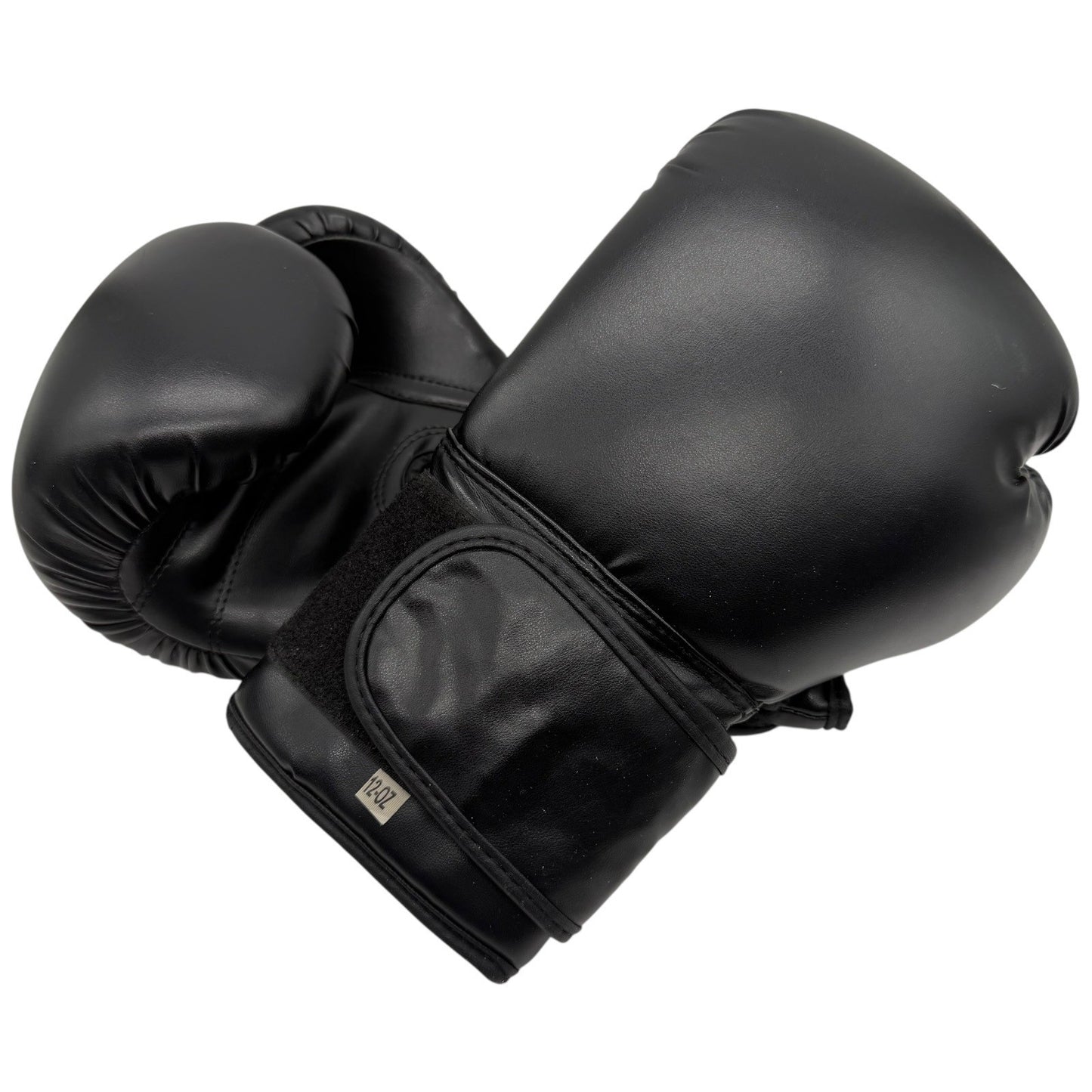 Black 12-oz Boxing Gloves Training Sparring Heavy Bag Hook and Loop Closure