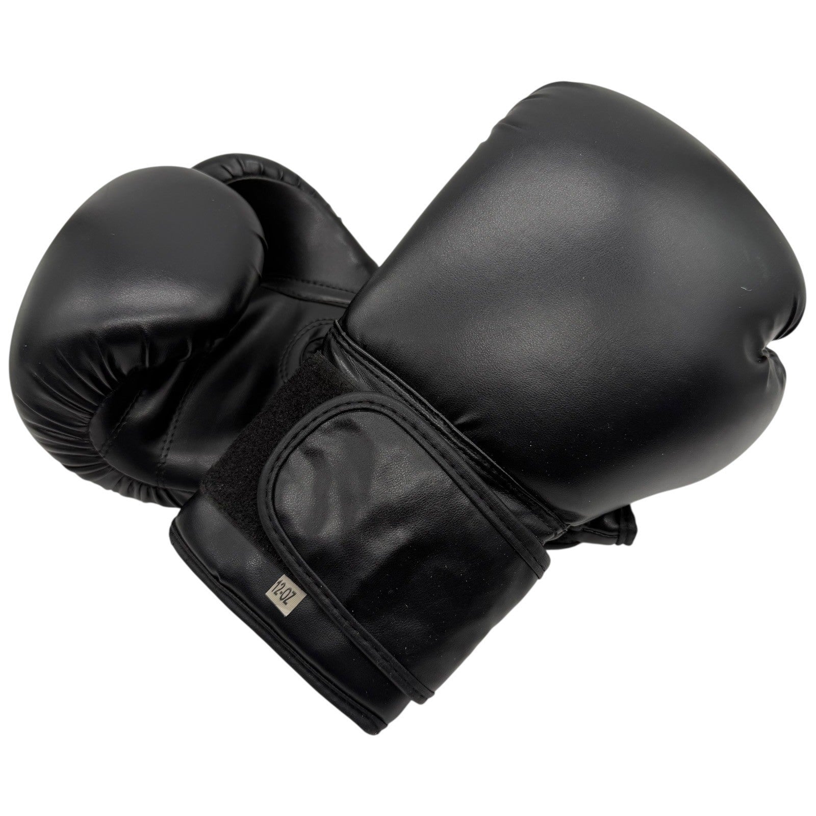 Black 12-oz Boxing Gloves Training Sparring Heavy Bag Hook and Loop Closure