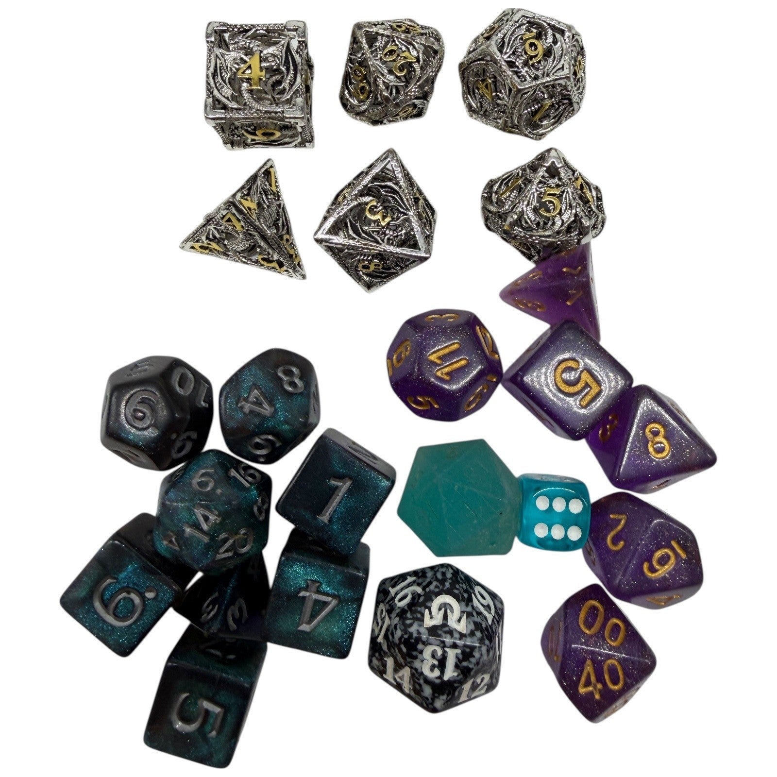Unique Metal Dragon Dice Set for Tabletop RPG Games Dungeons and Dragons Gift