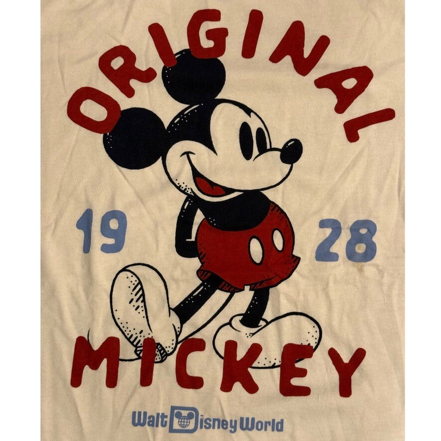 2022 Disney Parks Walt Disney World Mickey Beige Ringer Tshirt Adult Medium