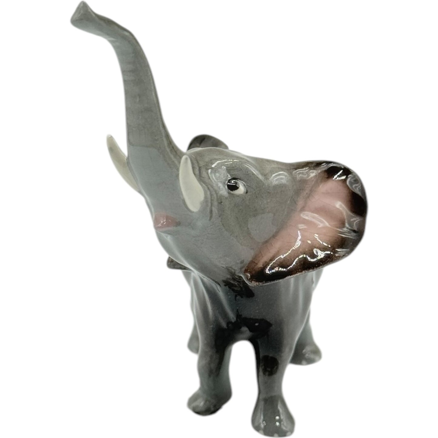Vintage Hagen Renaker Ceramic Elephant Figurines - Hand-Painted Gray & Pink