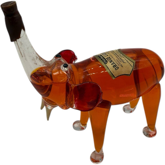 Vintage Pete Hagens Elephant Bottle - Orange Glass Miniature Decanter 1997