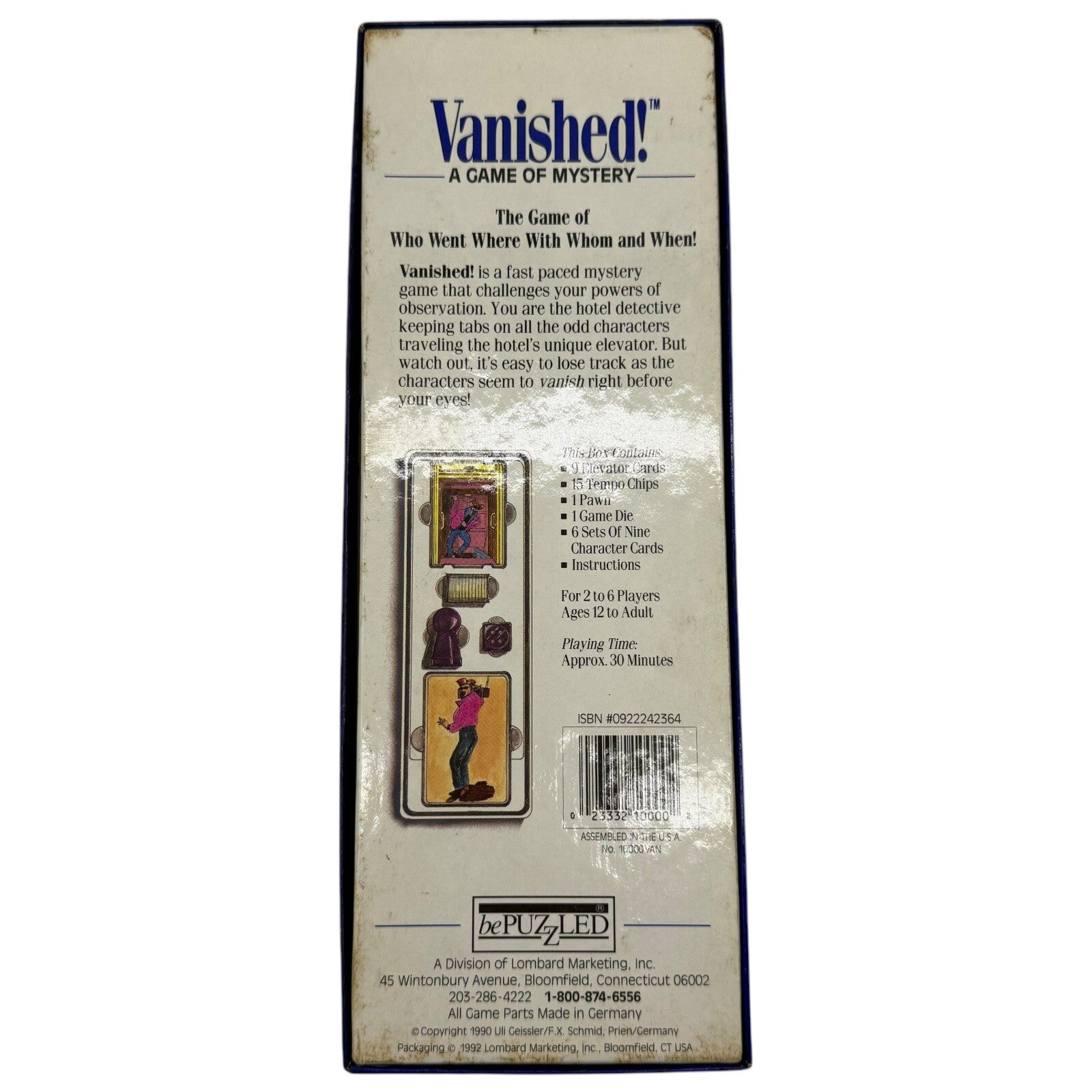 VANISHED Game of Mystery Observation Skills Bepuzzled Paternoster 1990 Memory