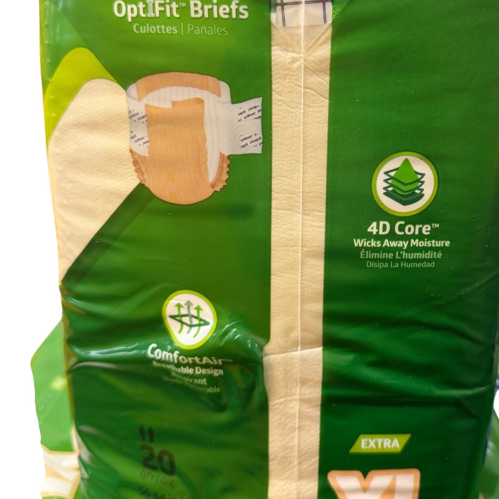 Medline FitRight OptiFit Extra Briefs XL 56-64" 60ct 3 Packs of 20 FITEXTRAXLG