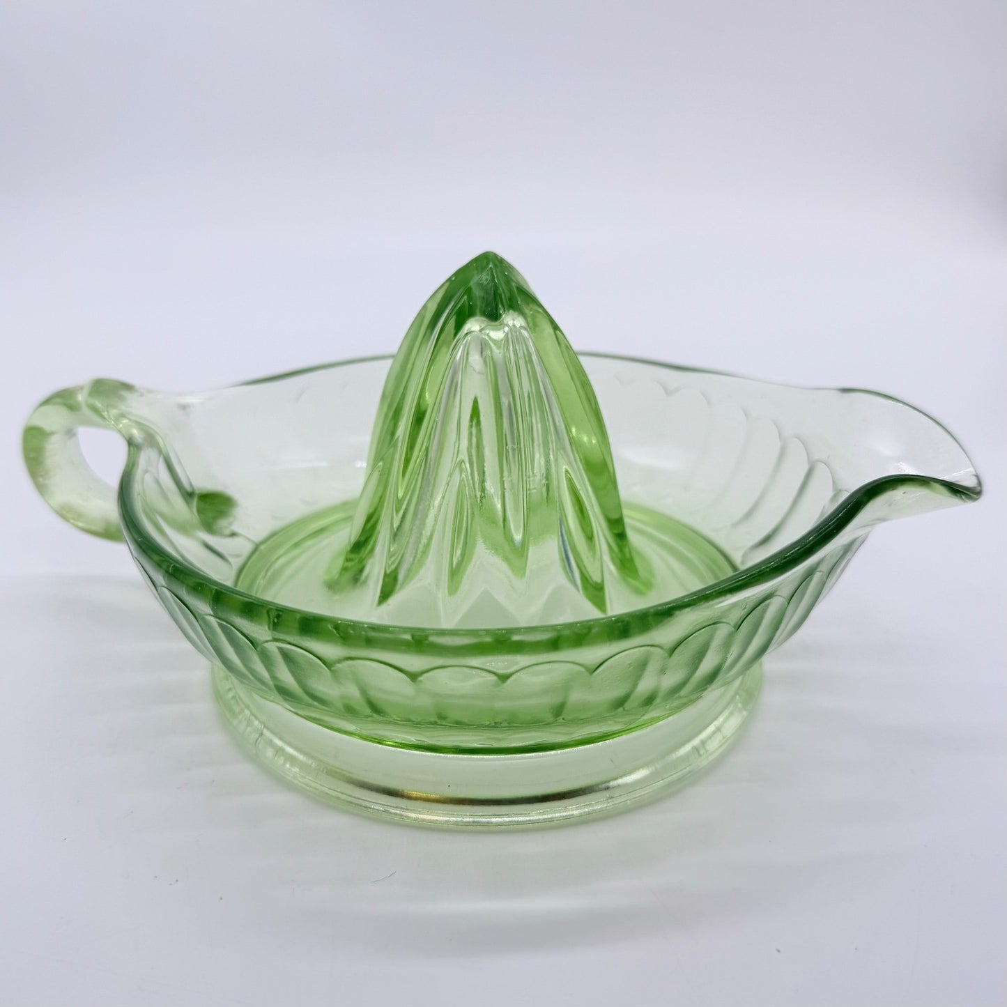 Vintage Green Depression Glass Citrus Juicer Pitcher Reamer