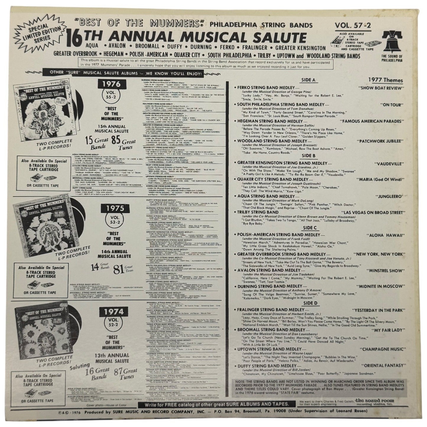 Best of the Mummers Philadelphia String Bands 16th Annual Musical Salute Record