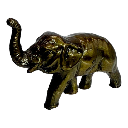 Vintage Bronze Elephant Figurine Statue Trunk Up Good Luck Decor Small