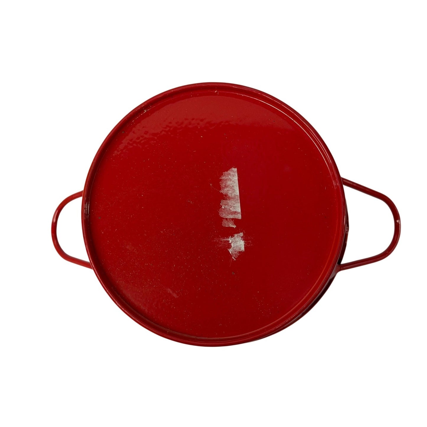 Red Metal Bucket with Vintage Pickup Truck Graphic and Handles