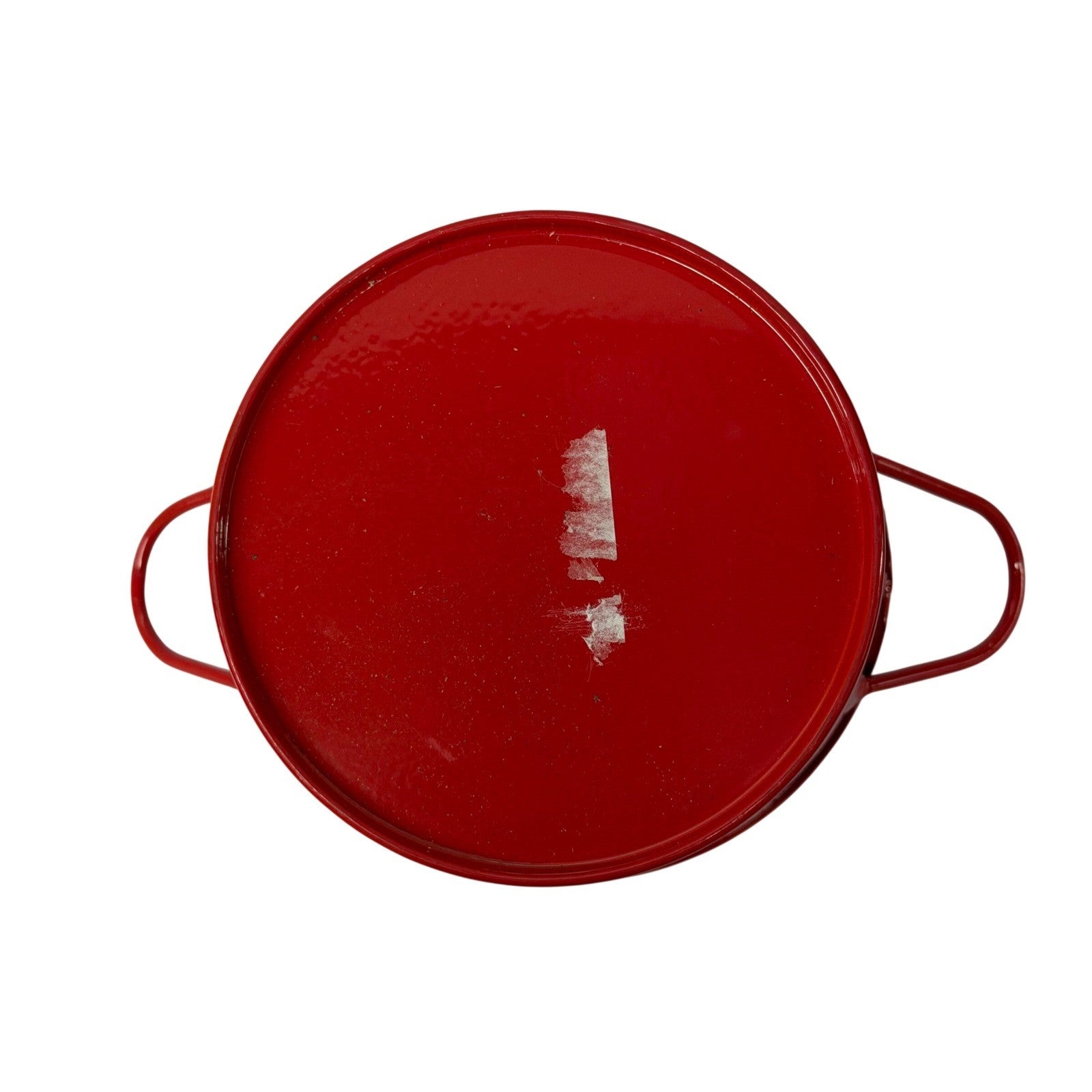 Red Metal Bucket with Vintage Pickup Truck Graphic and Handles