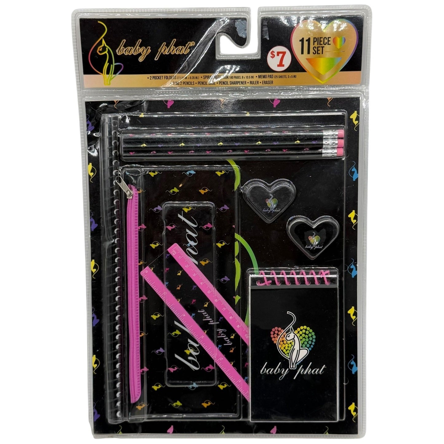Baby Phat 11 Piece School Supply Set Folders Notebook Pencils Ruler Stationery