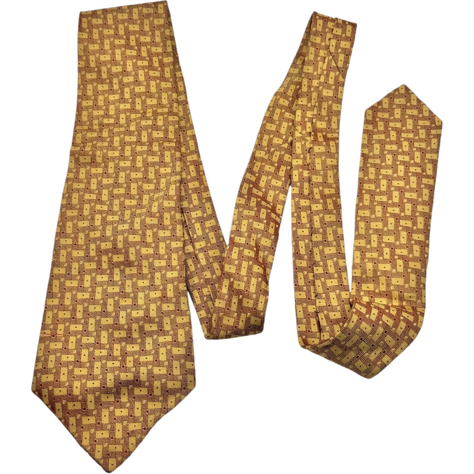 Garrick Anderson Gold and Gray Textured Silk 58” x 4” Neck Tie