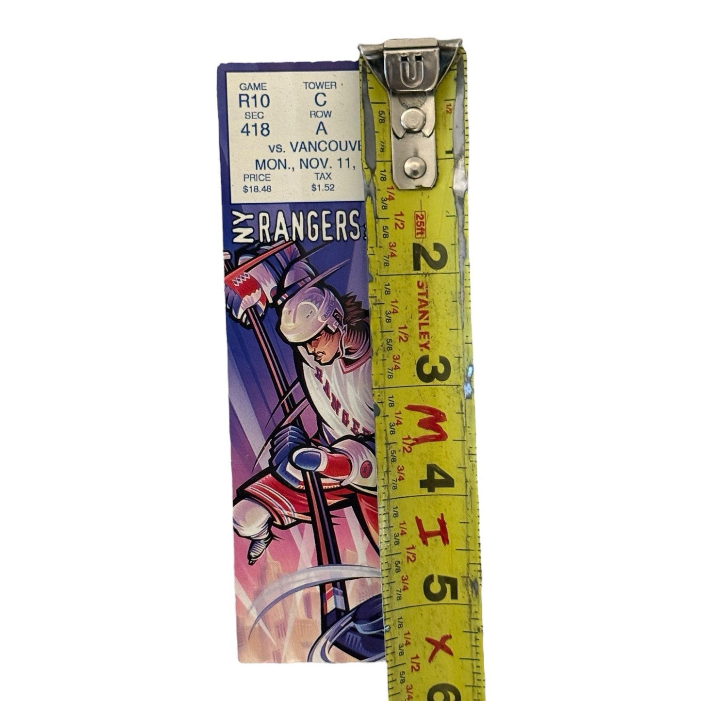 1996 New York Rangers vs Vancouver Ticket Stub (Nov 11) - Gretzky Highlight!