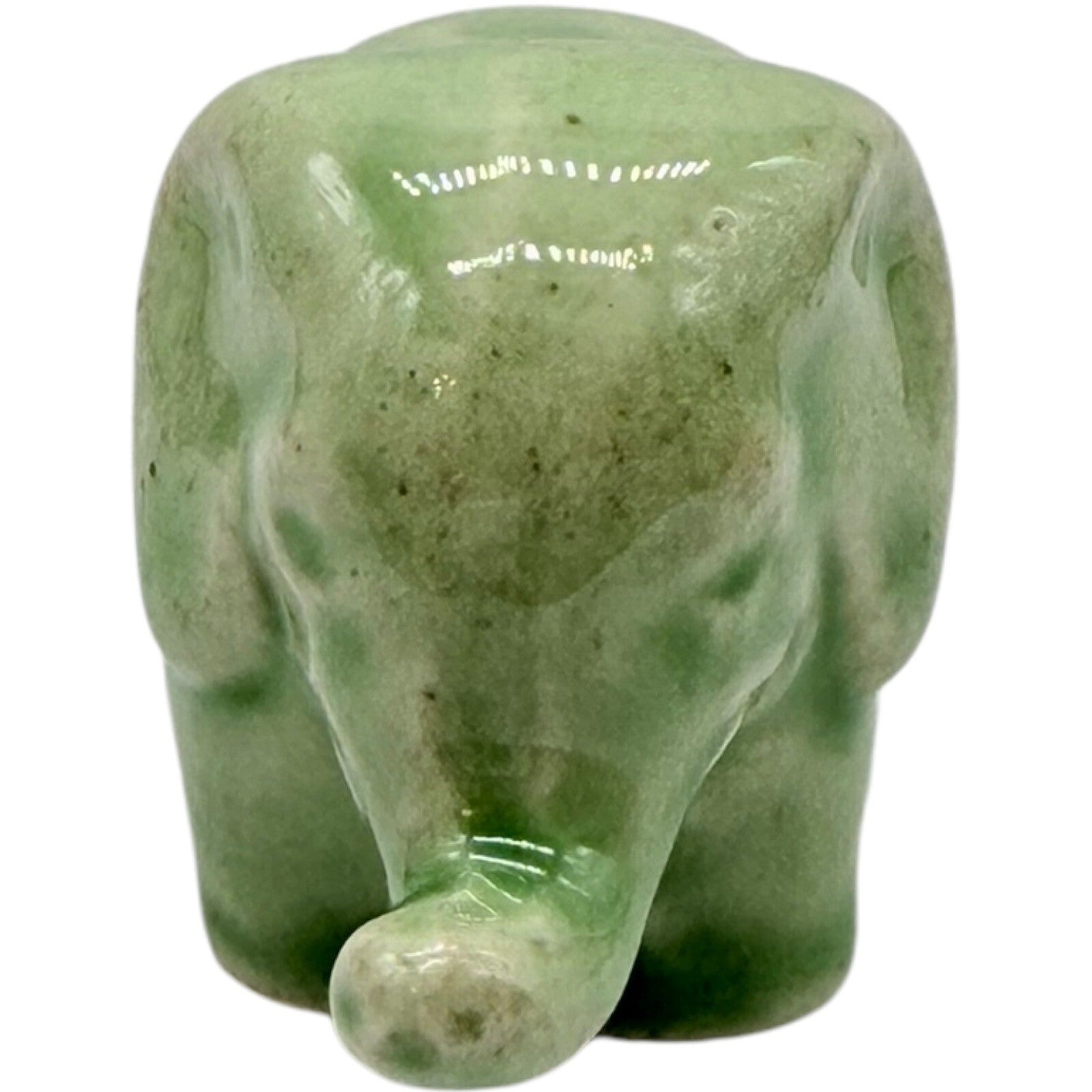 Ceramic Elephant Figurine Green Good Luck Decor Animal Statue Small