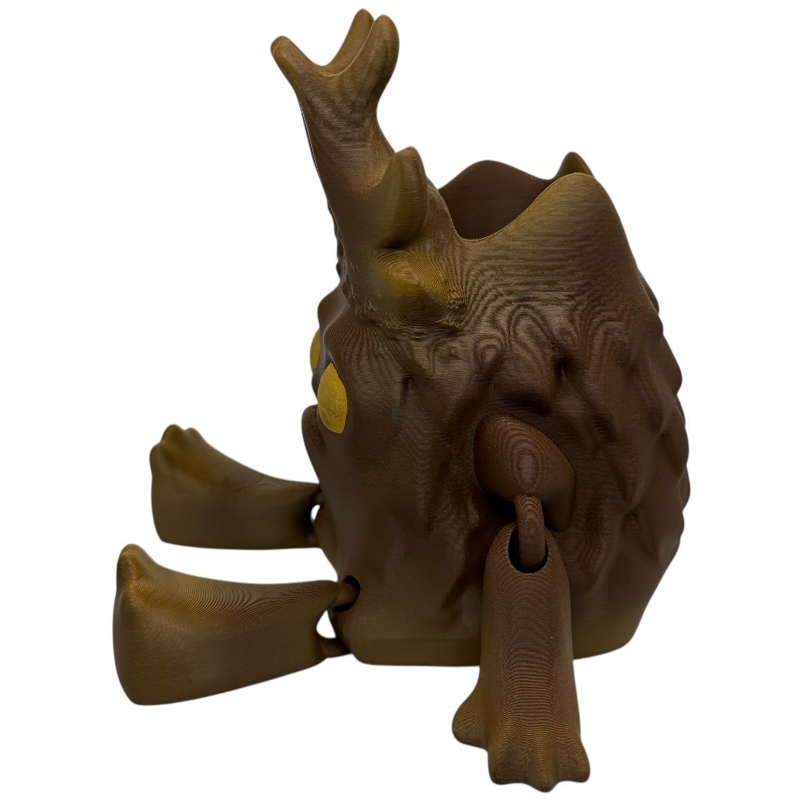 Brown 3D Printed Creature Planter / Pen Holder – 6" Fantasy Shelf Decor