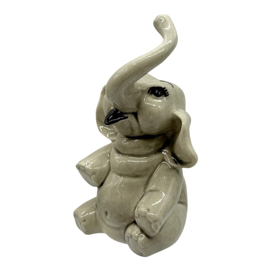 Ceramic Arts Studio Elephant Figurine Trunk Up Good Luck Decor Animal Statue