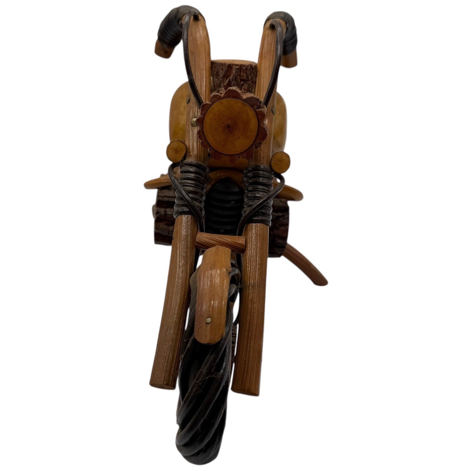 Handmade Wooden Motorcycle Chopper Sculpture Desk Decor Art