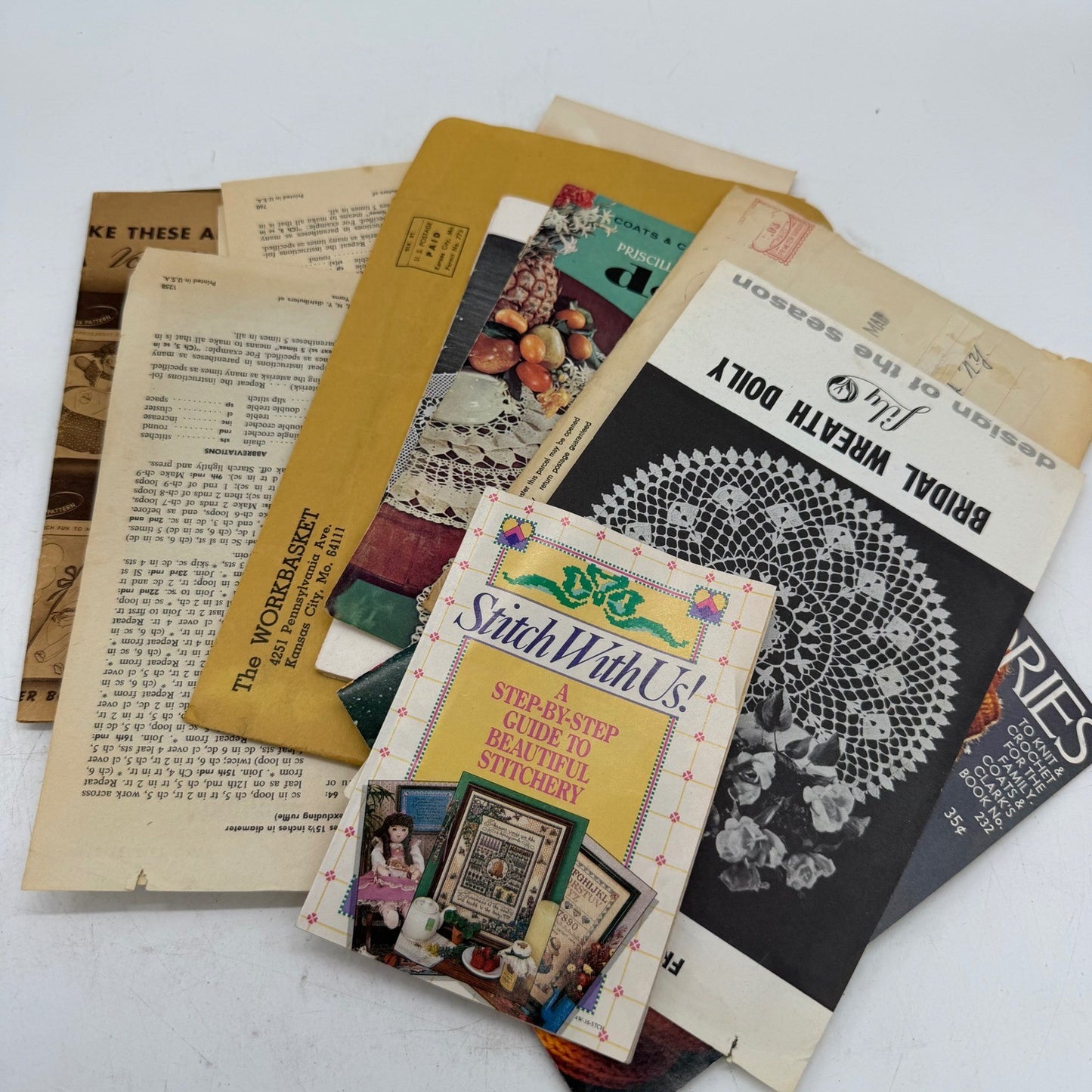 Vintage Crochet Pattern Book Large Lot Granny Squares Afghans Doilies 1940s-80s