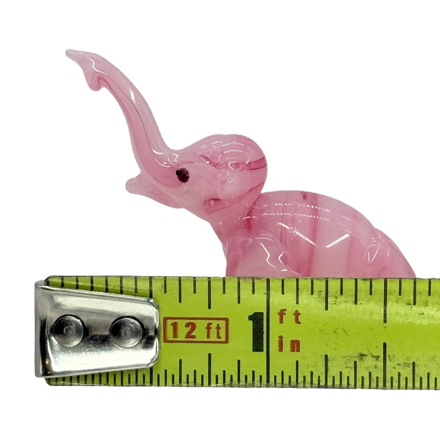 Pink Glass Elephant Figurine Hand Blown Art Glass Animal Collectible Decor