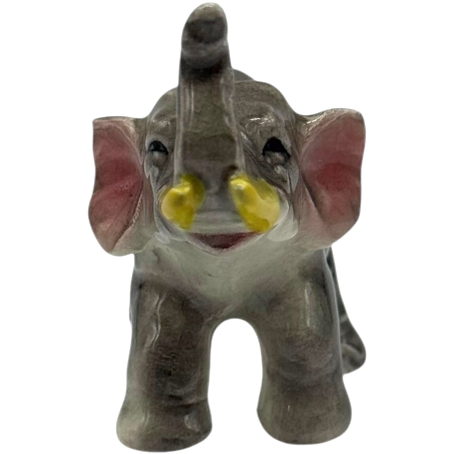 Vintage Ceramic Elephants Family Figurine - 2 Adults & 1 Baby - Trunks Up
