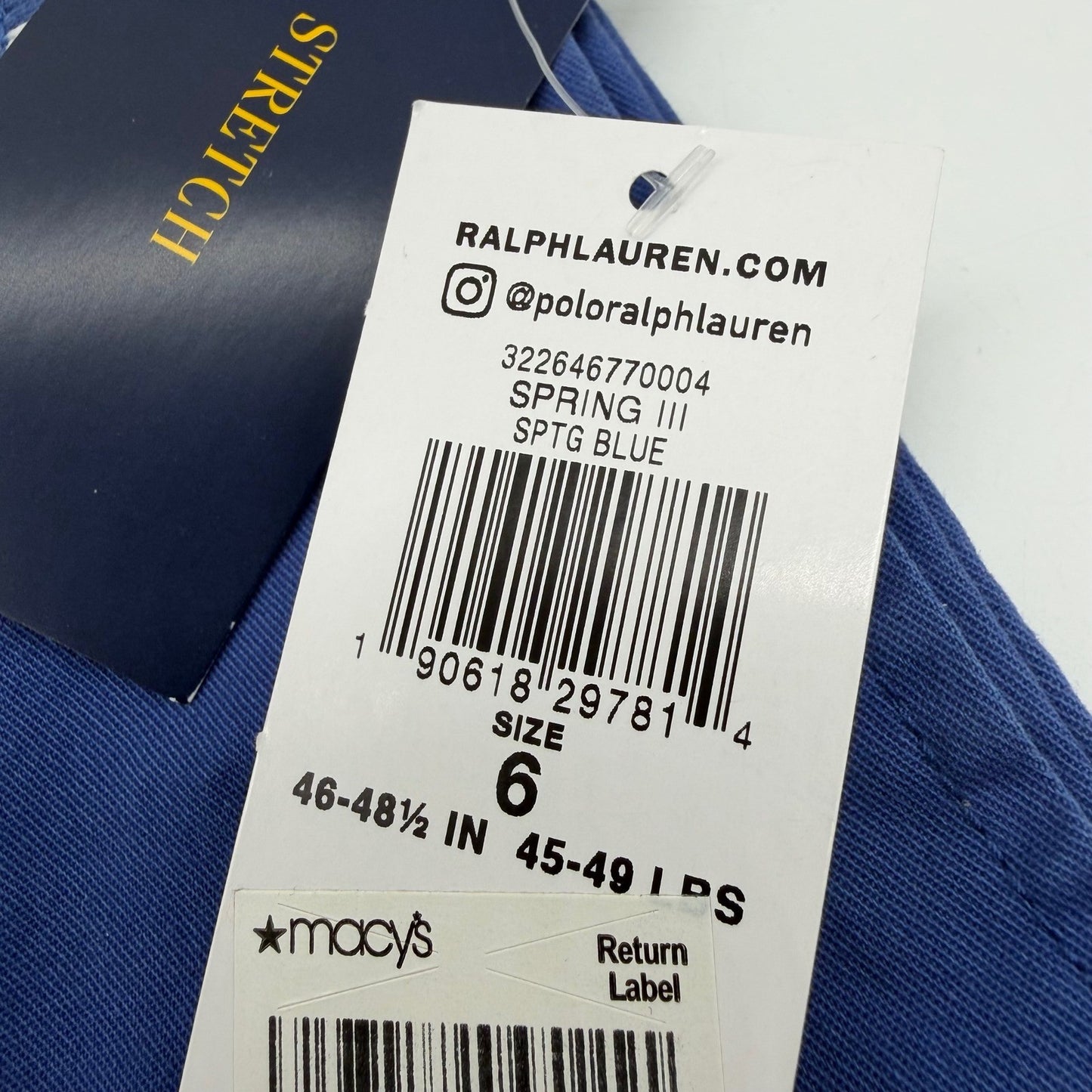 Polo Ralph Lauren Boys Blue Chino Shorts with Striped Belt Size 6 NWT