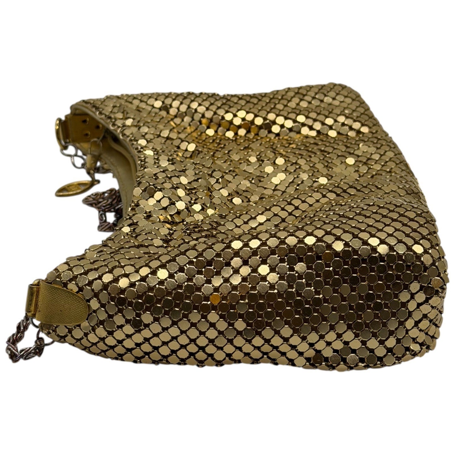 Whiting & Davis Vintage Gold Metal Mesh Shoulder Bag Evening Purse Chain Strap