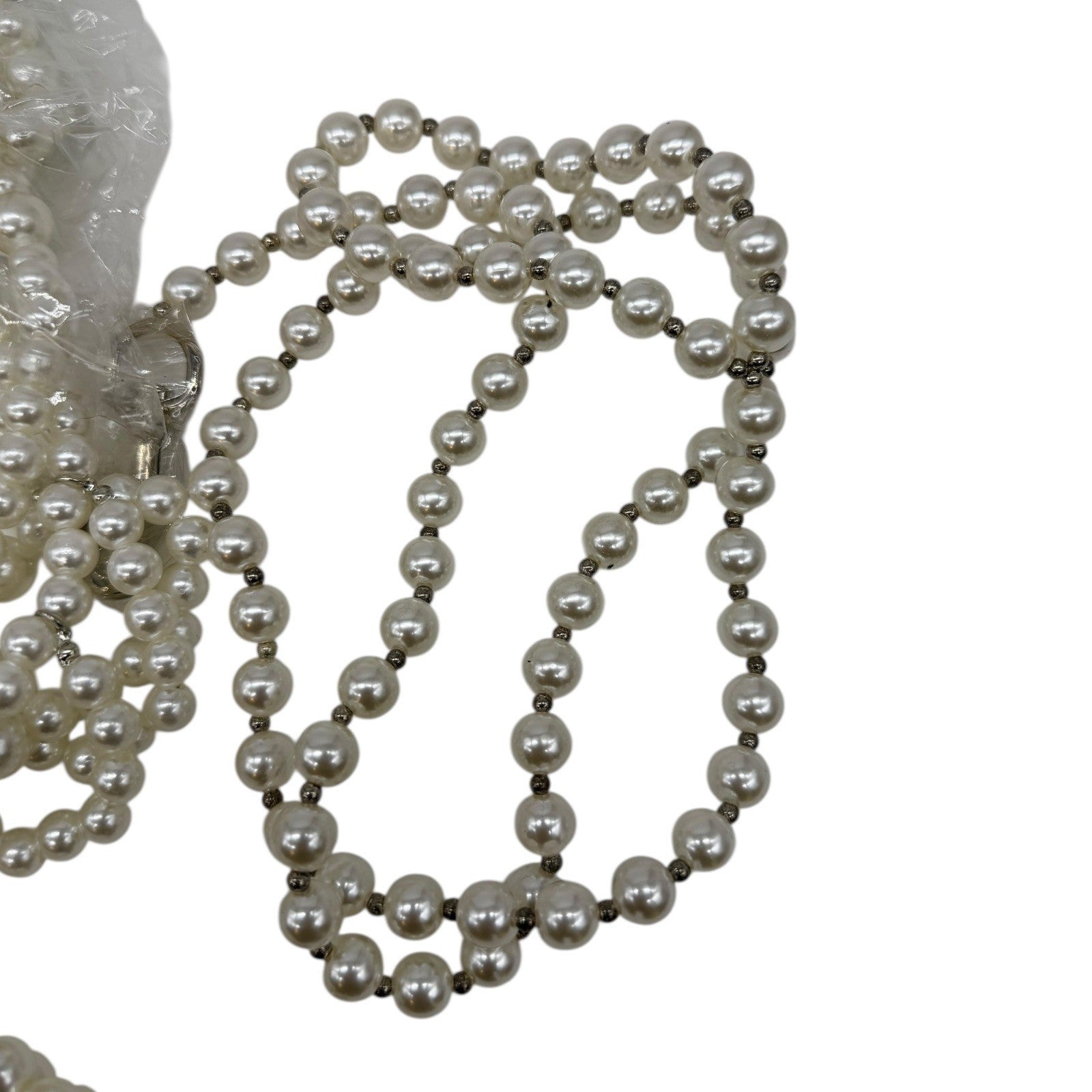 TokiHoku Faux Pearl Necklace Bracelet Set Silver Tone Clasps