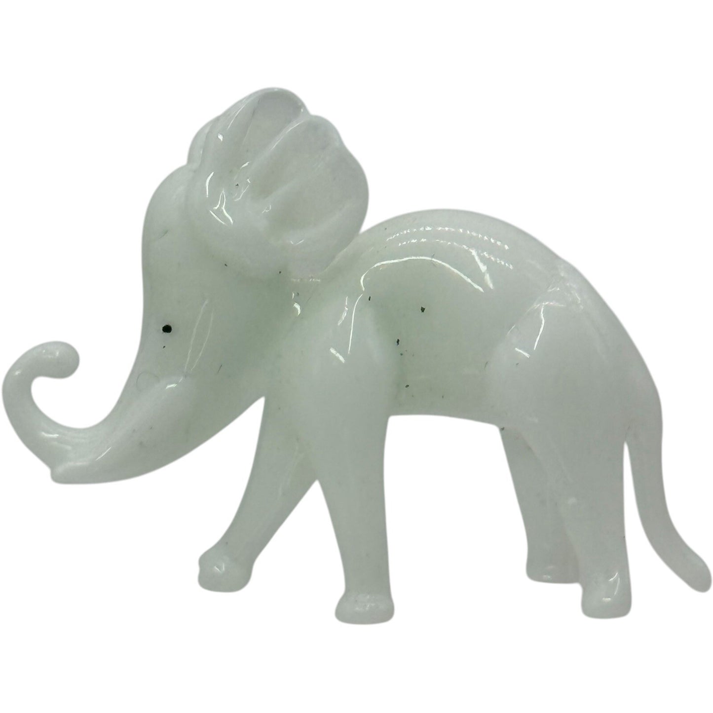 Glass Elephant Figurine, Hand Blown Art Glass, Animal Collectible, Small