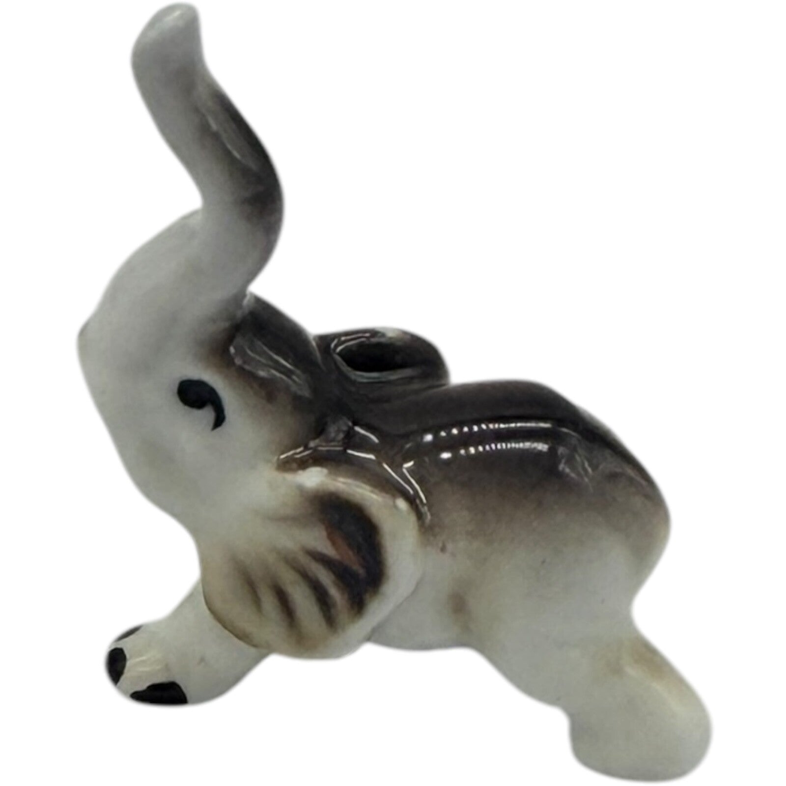 Vintage Rare Japanese Ceramic Miniature Elephant Figurines - Parent & Child