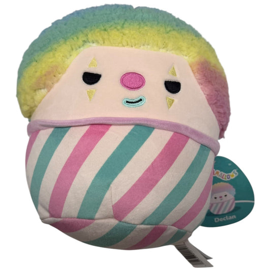 Squishmallows Declan Clown Rainbow Hair Stripes Plush Stuffed Animal Toy