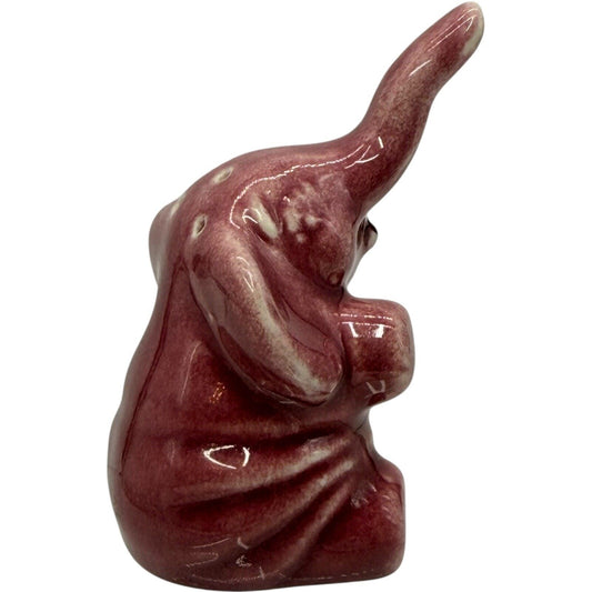 Ceramic Elephant Figurine Cute Trunk Up Good Luck Decor Accent Piece