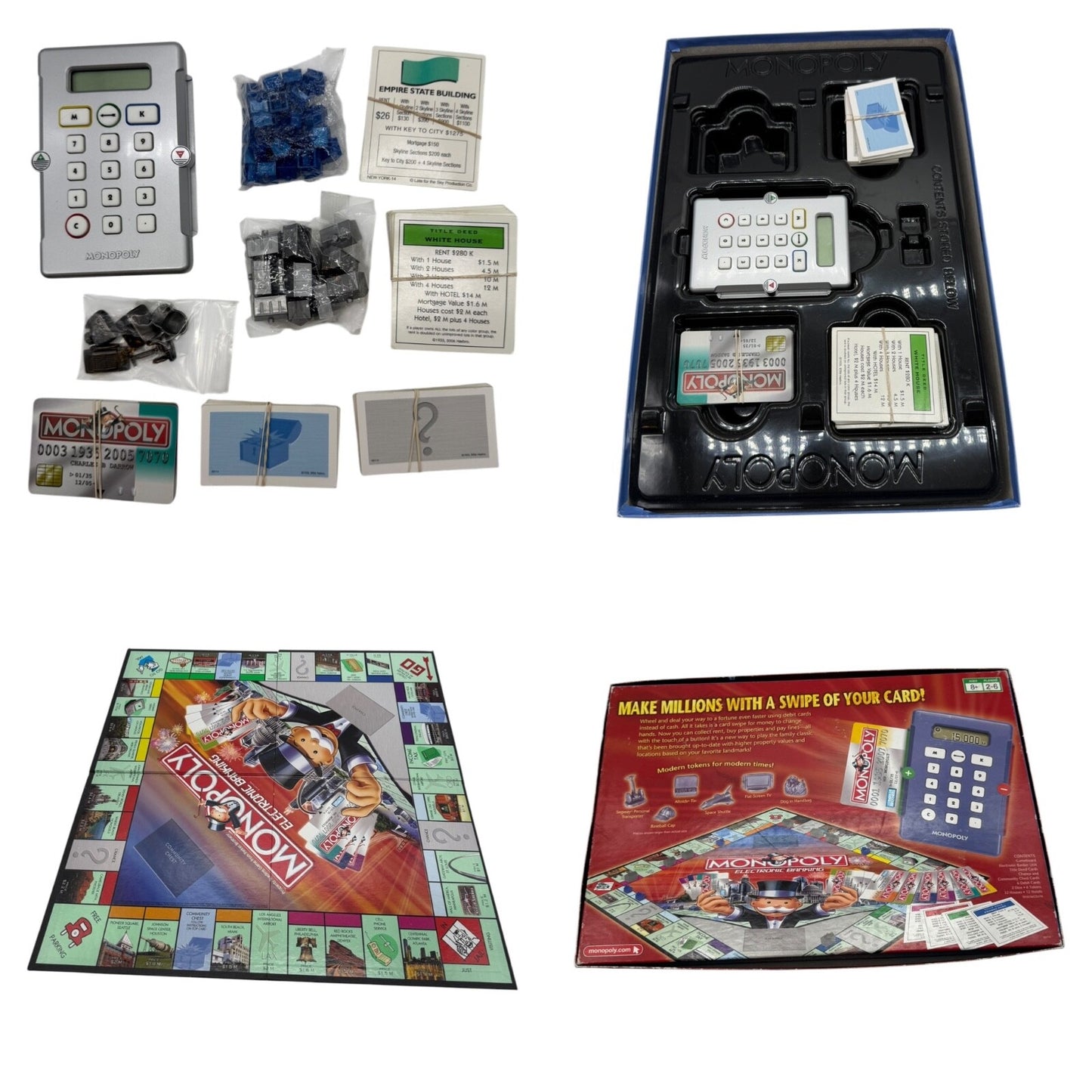 4 BOARD GAME LOT - Monopoly Landmark NYC, Operation, Life, Electronic Monopoly