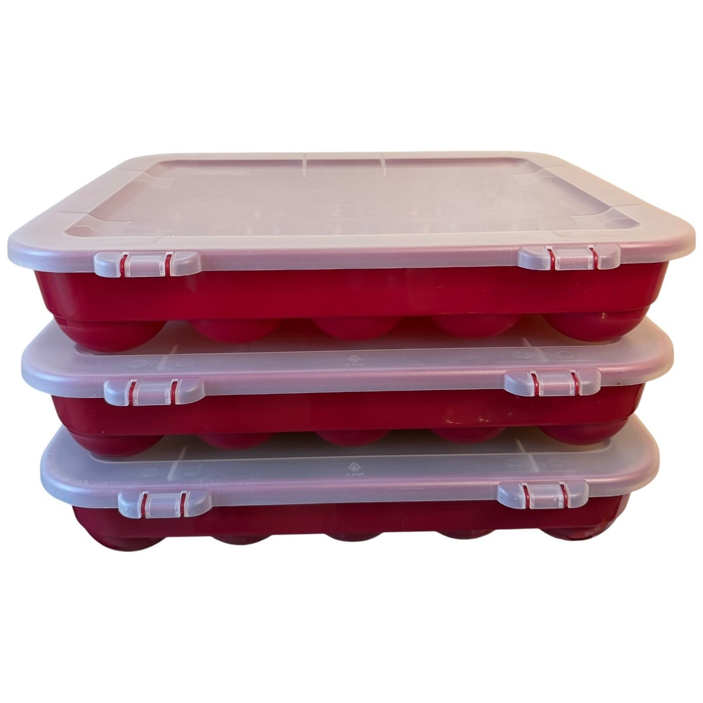 Sterilite 1976LAB Ornament Case Set of 3 Red Plastic 20-Count Storage Trays