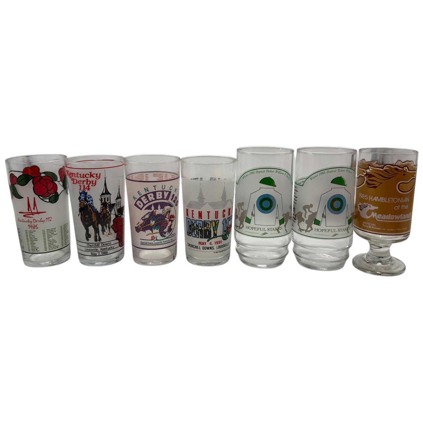 Vintage Horse Racing Glasses Lot of 31 Kentucky Derby Preakness Belmont