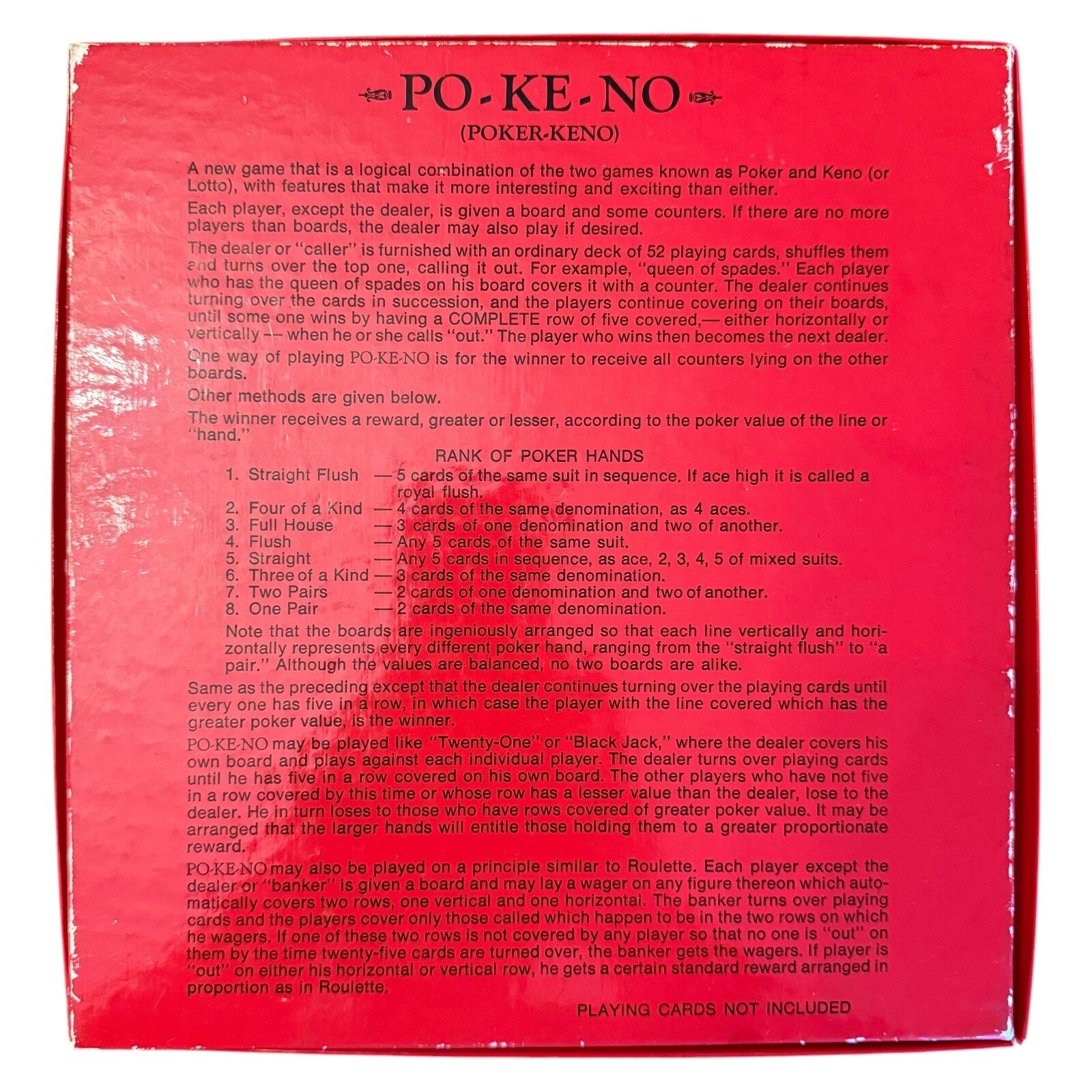 Po-Ke-No Vintage Board Game – Poker Keno Bingo Style Classic