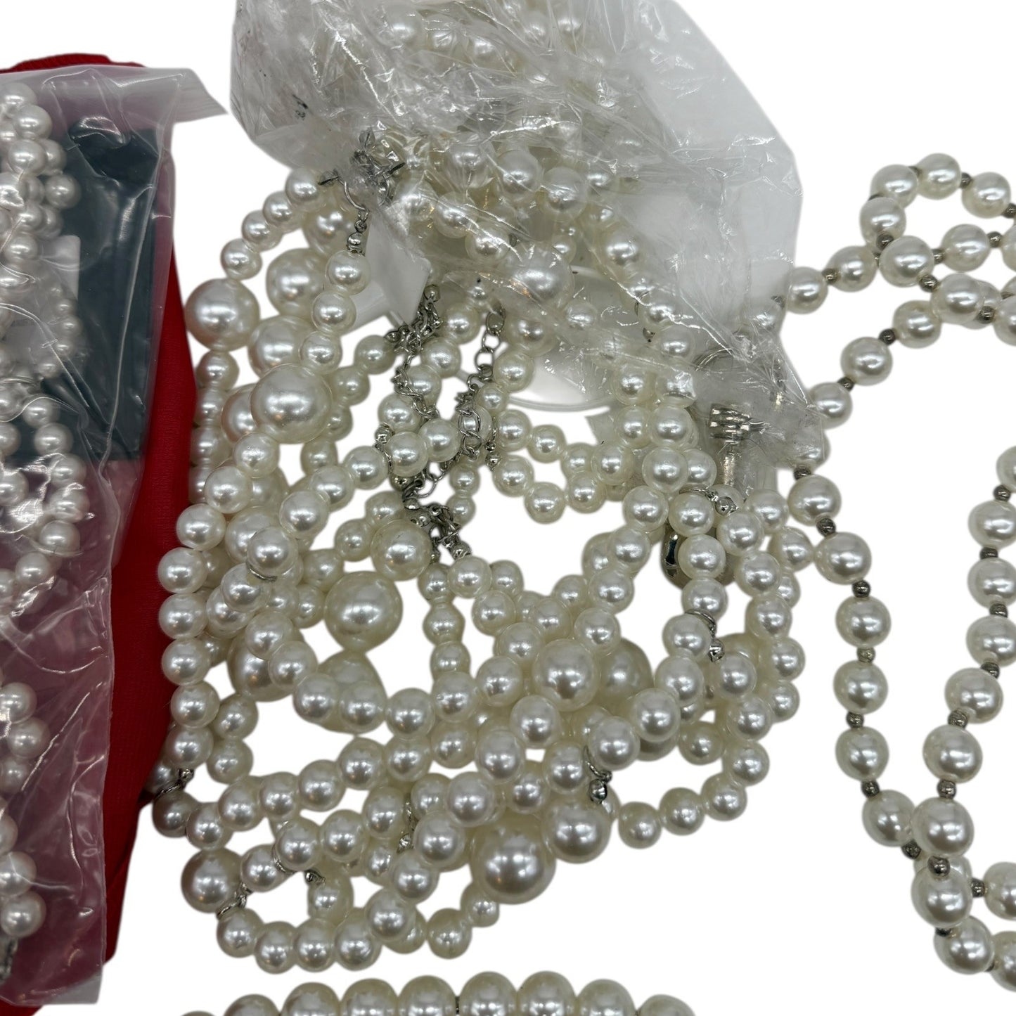 TokiHoku Faux Pearl Necklace Bracelet Set Silver Tone Clasps