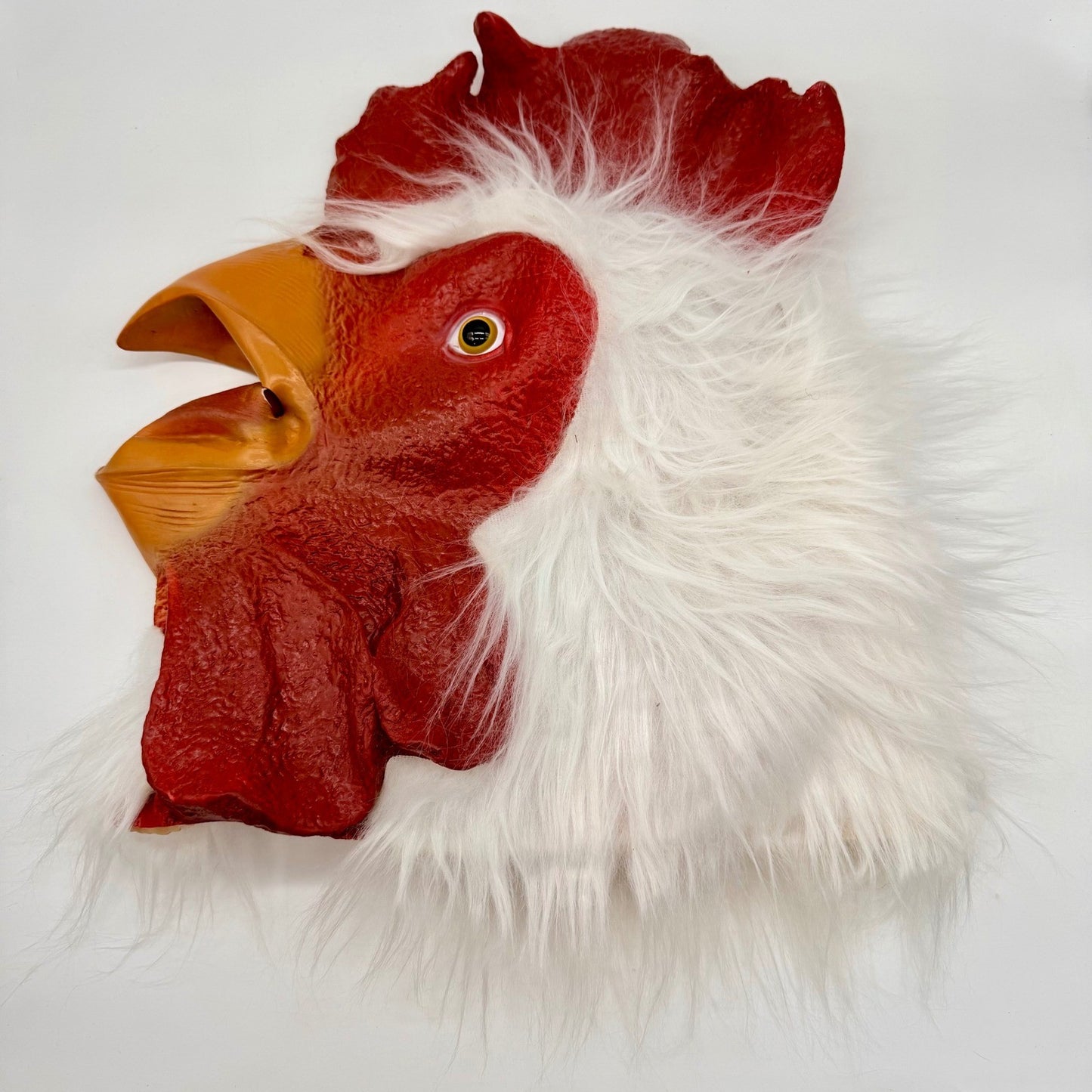 Rooster Mask Funny Adult Halloween Costume Prop Red White Fur