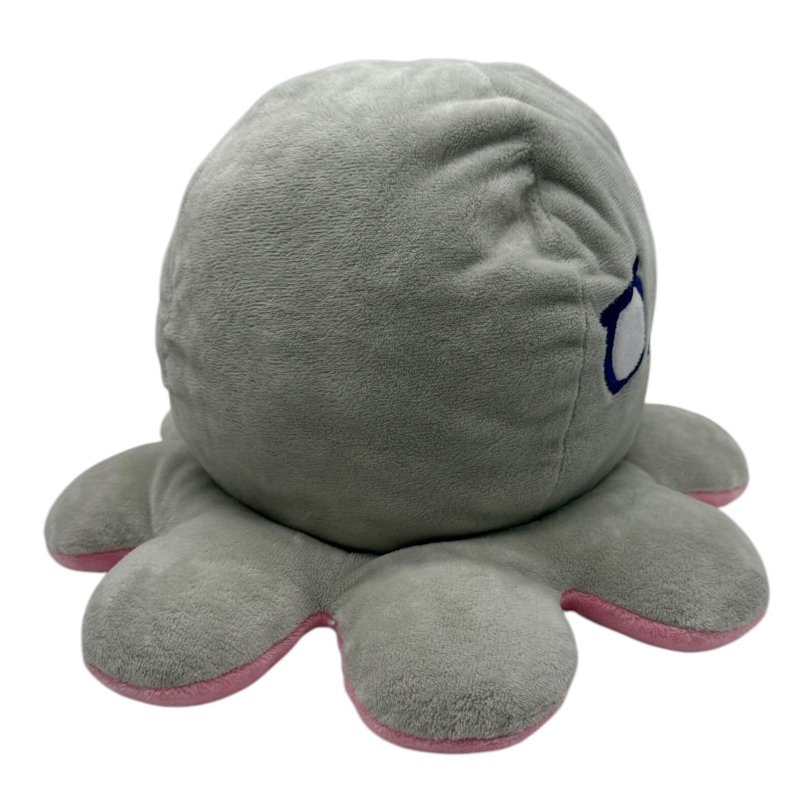 Teeturtle - The Original Reversible Octopus Plushie - Grey + Pink Rainbow Eyes