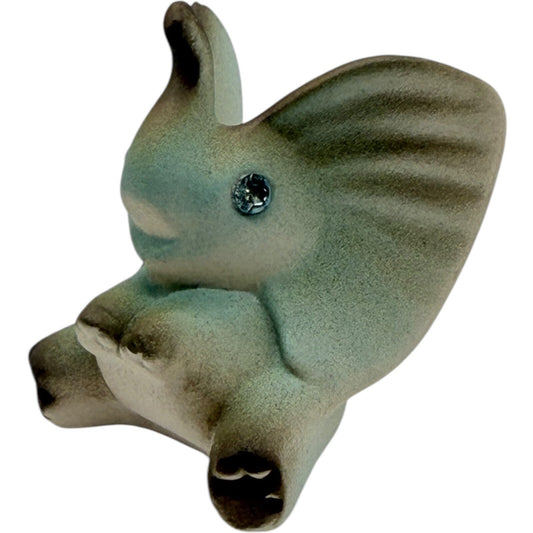 Elephant Figurine Rhinestone Eyes Home Decor Shelf Sitter Statue Cute