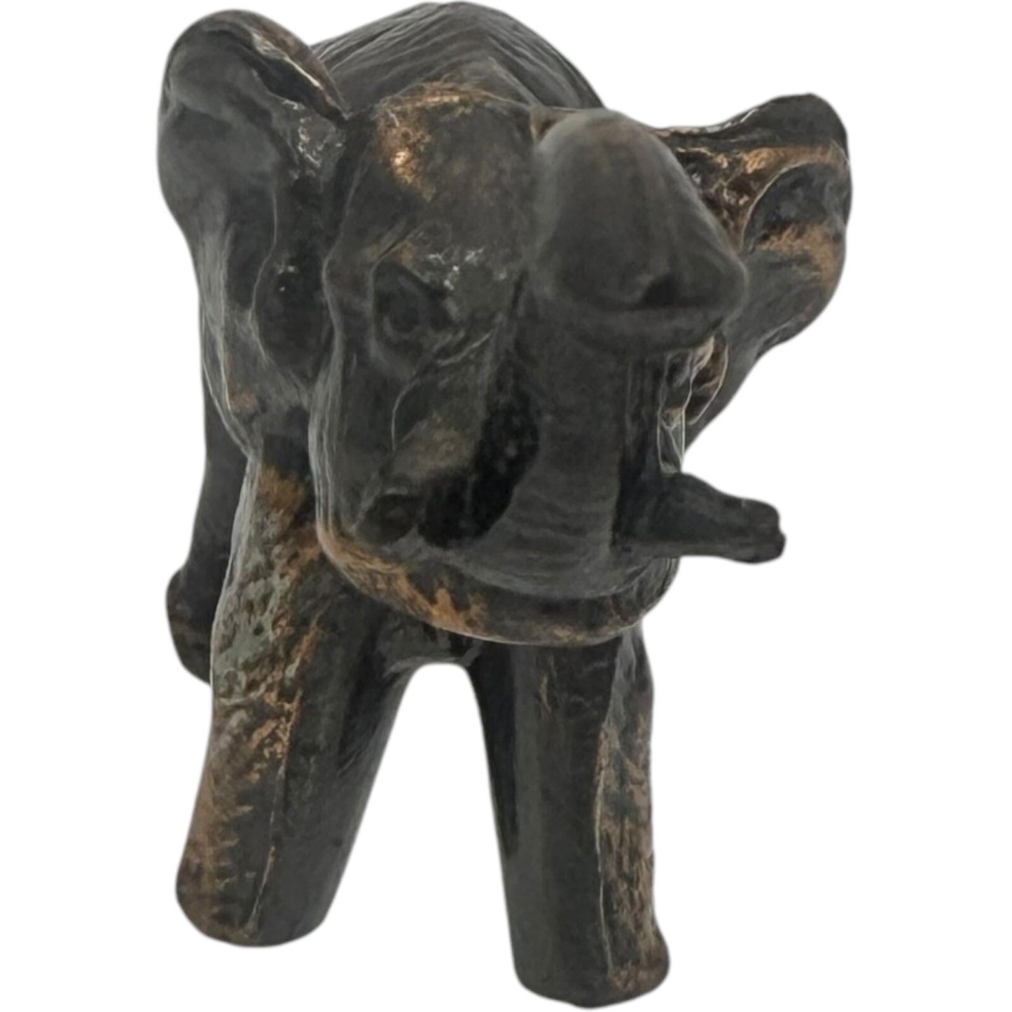 VTG Elephant Statue Figurine Trunk Up Good Luck Bronze Finish Home Decor