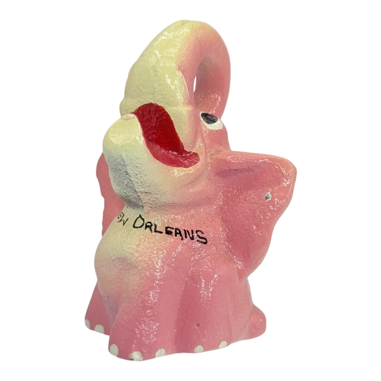 New Orleans 50's Souvenir Elephant Figurine Trunk Up Good Luck Charm 3" Pink