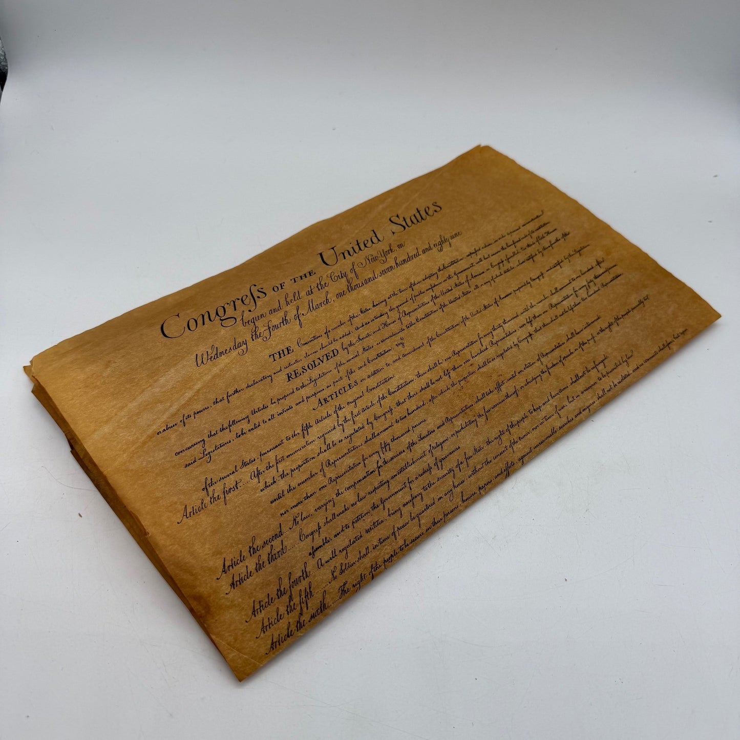 Bill of Rights Virginia Resolution & Declaration of Rights Parchment Replicas